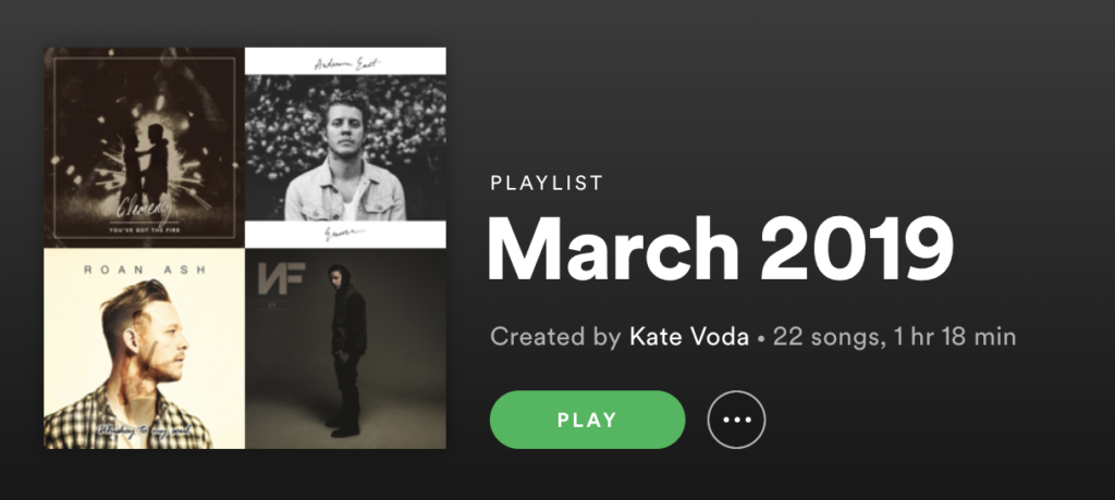 cover for March 2019 roundup Spotify playlist