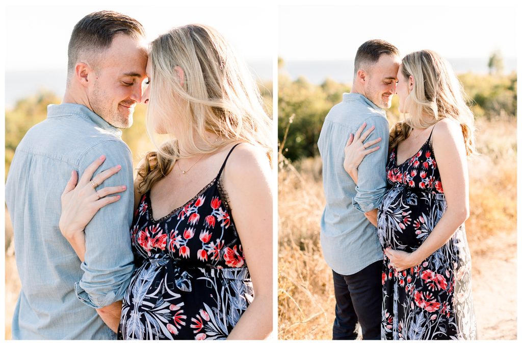 A Gorgeous Sunset Maternity Session in Malibu husband and wife at maternity session