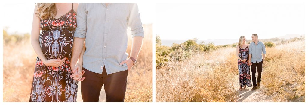 A Gorgeous Sunset Maternity Session in Malibu maternity photos in a field