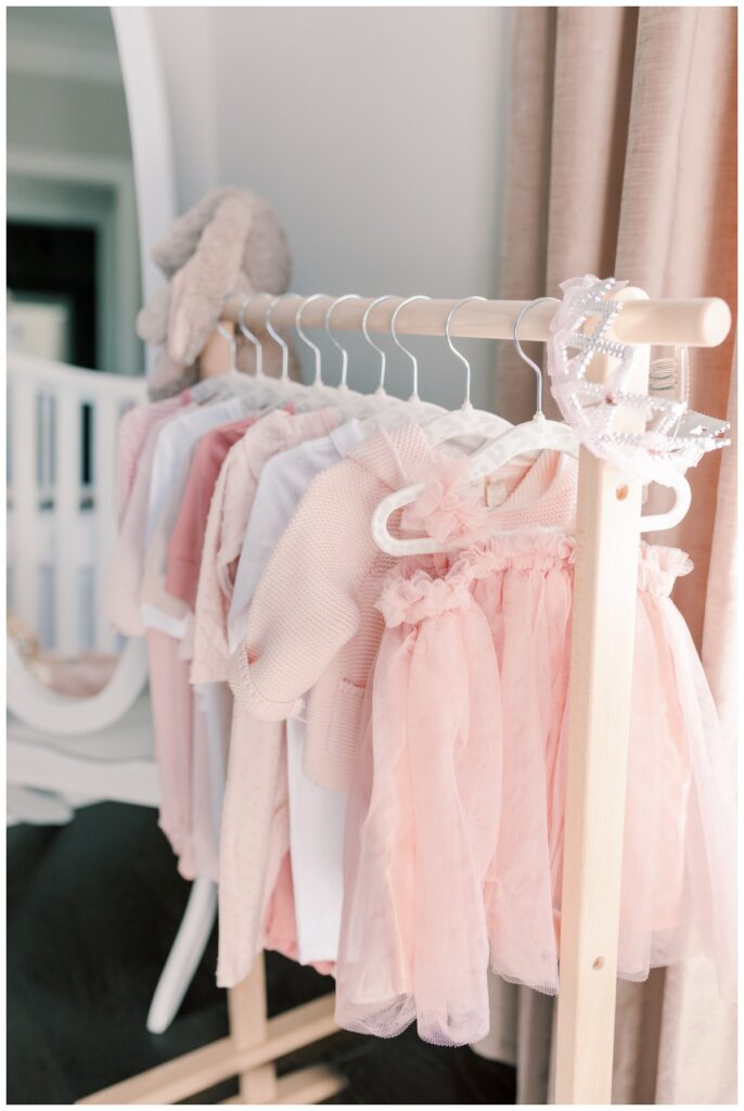 Nursery details during newborn photos at home